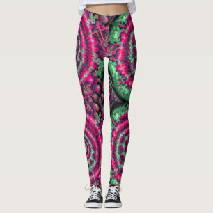 Magenta and green kaleidoscope leggings