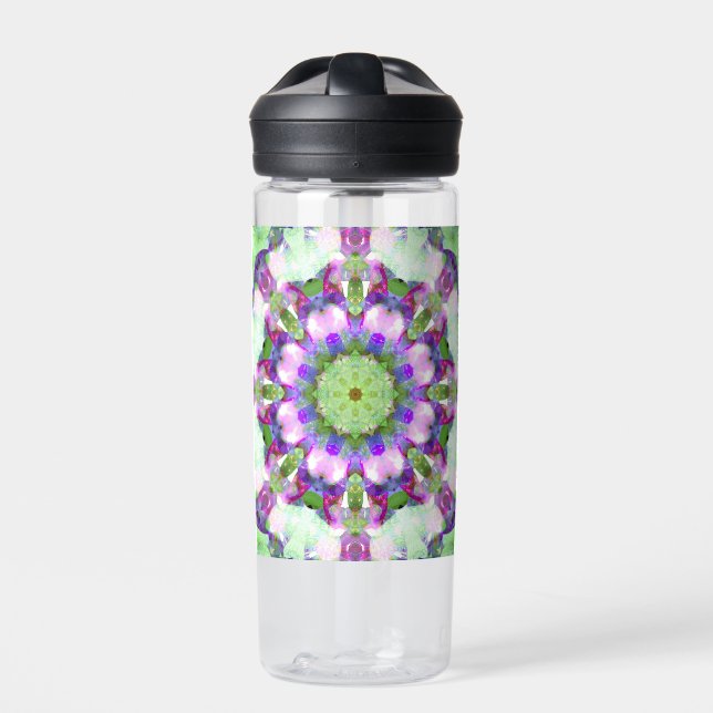Magenta and Green Mandala Water Bottle (Front)