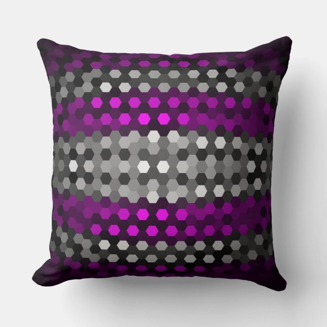 Magenta and Grey Hexagons Pattern Cushion (Front)