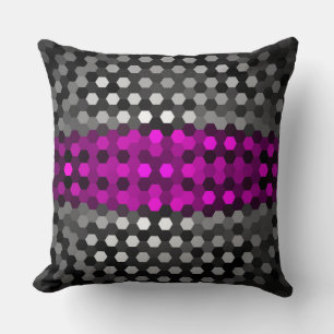 Magenta and Grey Hexagons Pattern Cushion
