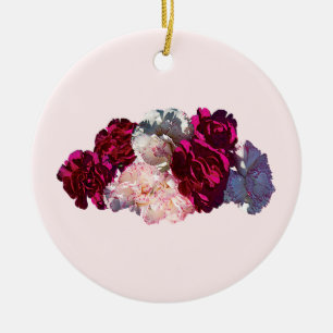Magenta and Light Pink Carnations Ceramic Tree Decoration
