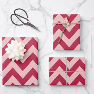 Magenta And Peach Chevron Wrapping Paper Sheet