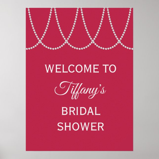 Magenta and Pearls Bridal Shower Poster (Front)