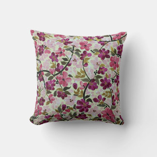 Magenta and Pink Floral Painting Design Cushion