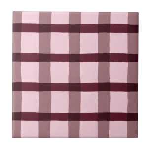 Magenta and Pink Plaid Pattern Ceramic Tile