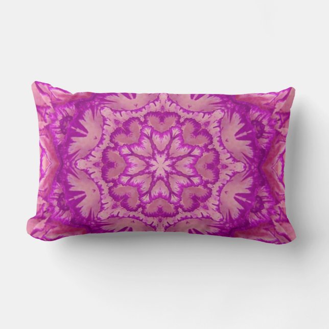 Magenta and Pink Victorian Floral Lumbar Cushion (Front)