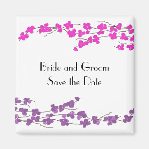 Magenta and Purple Blossoms Save the Date Magnet