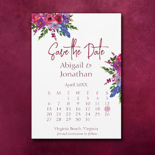 Magenta and Purple Flowers Greenery Floral Wedding Save The Date