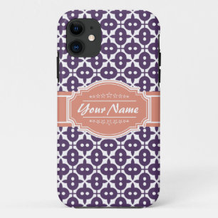 Magenta and Salmon Decorative Clover Personalised iPhone 11 Case