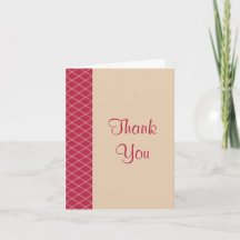 Magenta and Sand Art Deco Diamonds Thank You Card