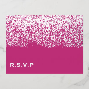 Magenta and Silver Foil Wedding RSVP Card