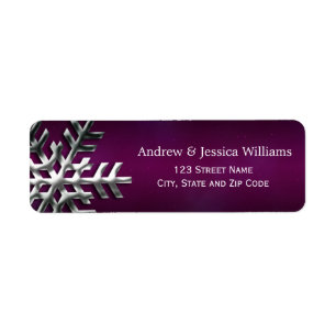 Magenta and Silver Snowflake Address Labels