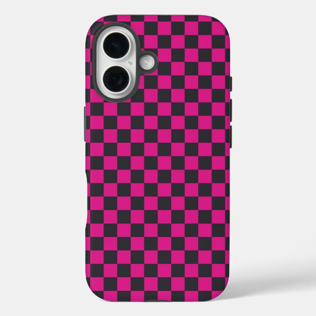 Magenta and smoke chequerboard pattern Case-Mate iPhone case (Back)