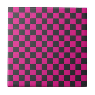 Magenta and smoke chequerboard pattern ceramic tile