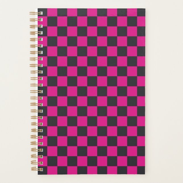 Magenta and smoke chequerboard pattern planner (Front)