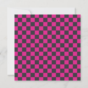 Magenta and smoke chequerboard pattern thank you card