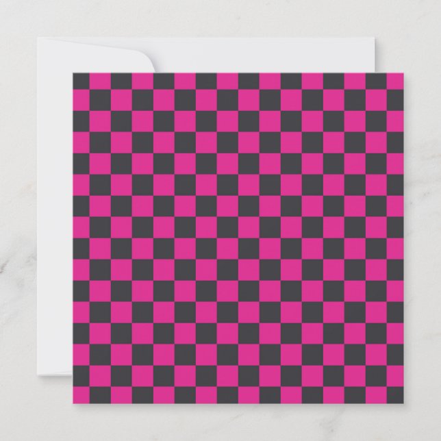 Magenta and smoke chequerboard pattern thank you card (Front)