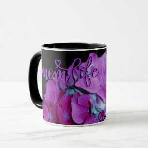 Magenta  and teal hydrangeas pattern #momlife mug