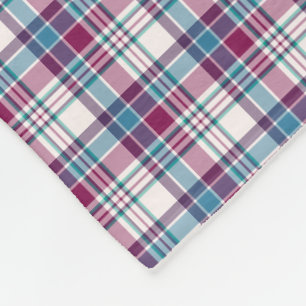 Magenta and Turquoise Blue Plaid Pattern Fleece Blanket