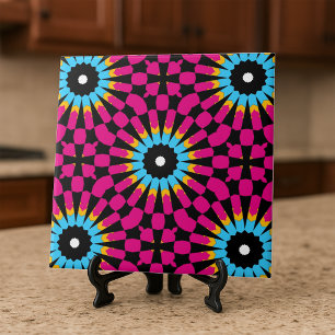 Magenta and Turquoise Chic Geometric Pattern Ceramic Tile