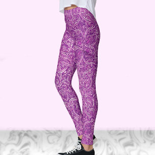 Magenta and white modern stylish trendy pattern leggings