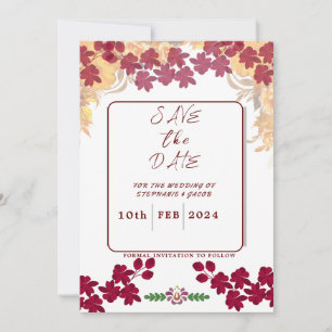MAGENTA AND YELLOW FLORAL SAVE THE DATE CARD