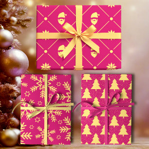 Magenta and Yellow Modern Holiday  Wrapping Paper Sheet