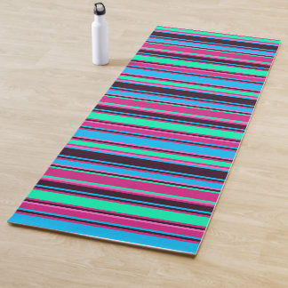 Magenta, Aqua, and Blue Striped Yoga Mat