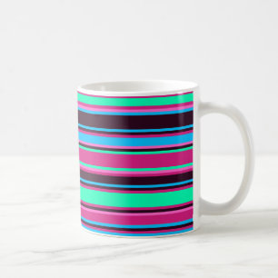 Magenta, Aqua, & Blue Striped Mug
