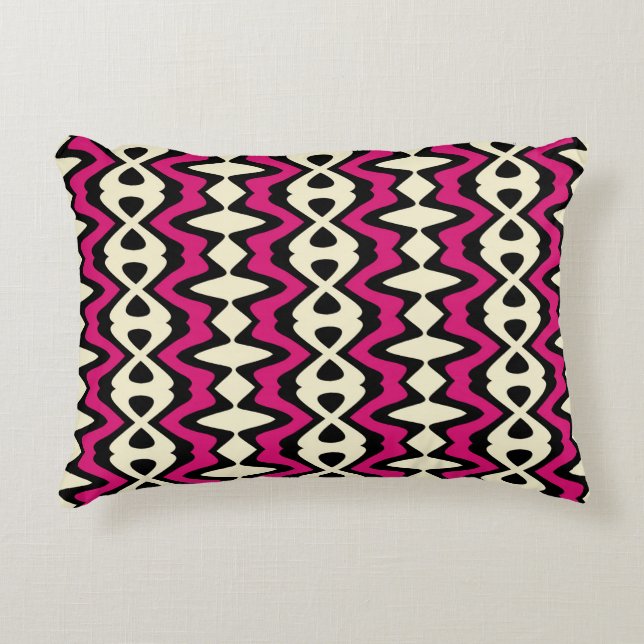 Magenta Beige Black Unique Pattern Decorative Cushion (Front)