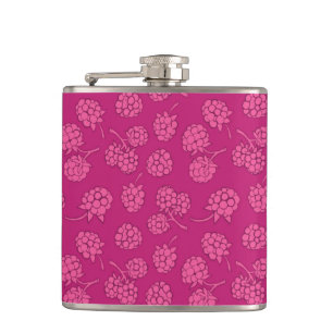 Magenta Berry Pattern Hip Flask