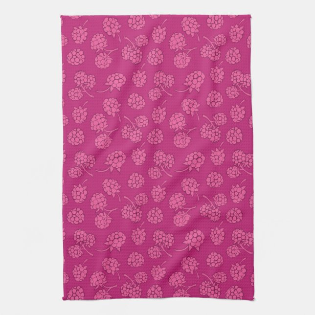 Magenta Berry Pattern Tea Towel (Vertical)