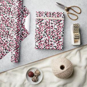 Magenta Black Geometric Pattern Wrapping Paper