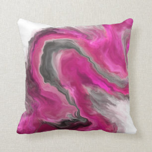 Magenta Black Grey Jewel Tone Fluid Art Swirl Cushion