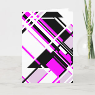 Magenta Black Lilac White Slanted Geometric Design Card