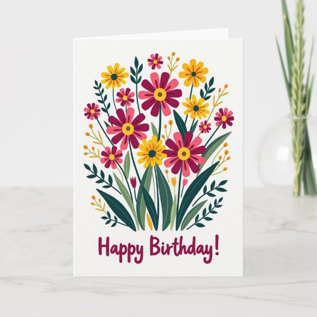 Magenta Bloom Birthday Card (Front)