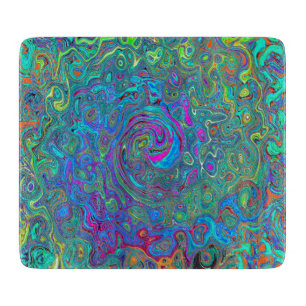 Magenta, Blue and Sea Foam Green Retro Swirl Cutting Board