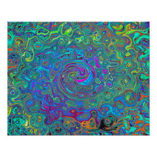 Magenta, Blue and Sea Foam Green Retro Swirl Poster