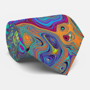 Magenta, Blue and Sea Foam Green Retro Swirl Tie