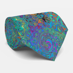 Magenta, Blue and Sea Foam Green Retro Swirl Tie