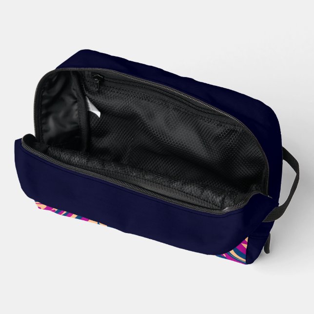 Magenta Blue Beige Abstract Fluid Wave Swirls Dopp Kit (Open)