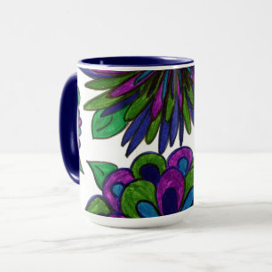 Magenta Blue Flowers Mug
