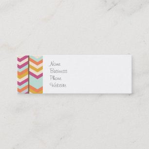Magenta Blue Orange Gold Checks V Patterns Mini Business Card