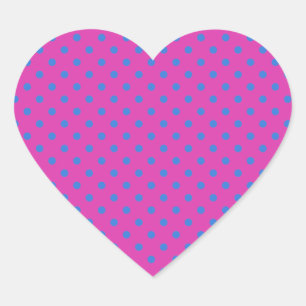 Magenta, Blue Polka Dots Heart Sticker