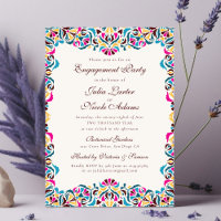 Magenta Blue Whimsical Floral Engagement Party