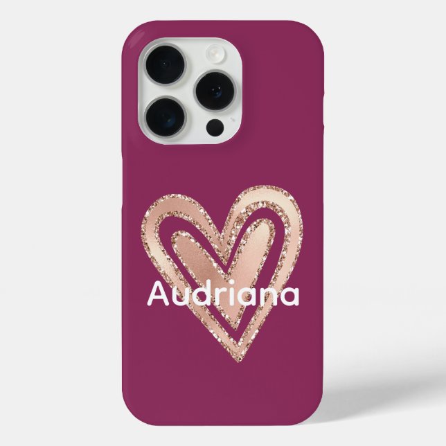 Magenta Blush Pink Heart Case-Mate iPhone Case (Back)
