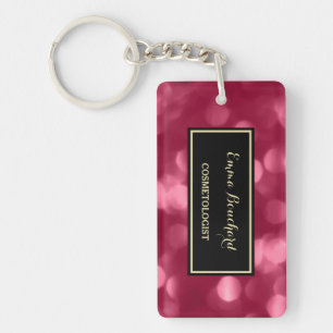 Magenta Bokeh Cosmetologist Key Ring