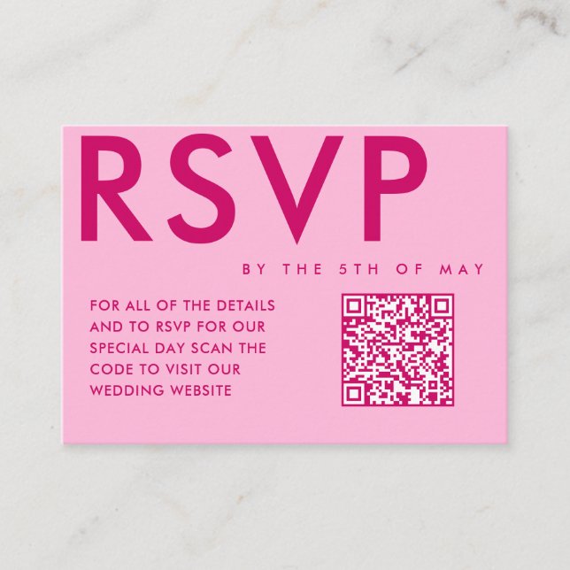 Magenta Bold and Modern RSVP Enclosure Card (Front)