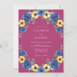 Magenta Bold Floral Wedding Invitation