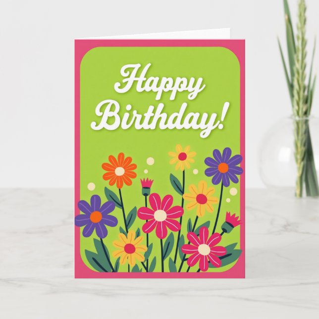 Magenta Border Birthday Card (Front)
